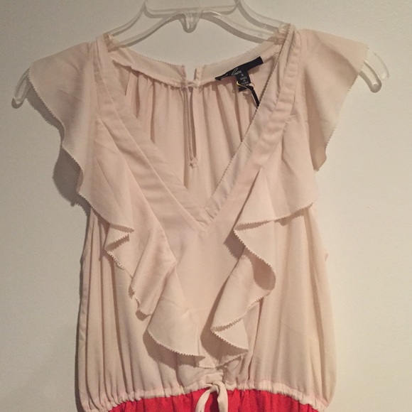 Peach and tan dress - Picture 2 of 4