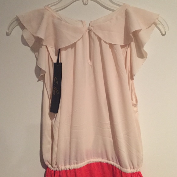 Peach and tan dress - Picture 4 of 4