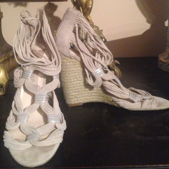 Sexy strappy nude wedges!