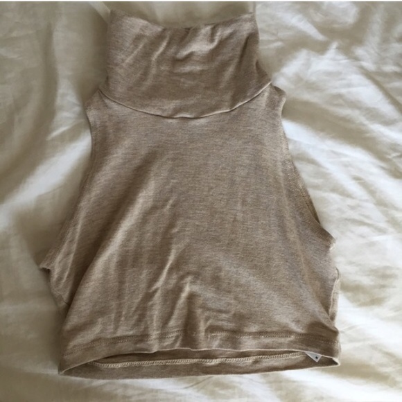 Cotton Spandex Sleeveless Turtleneck Crop Top