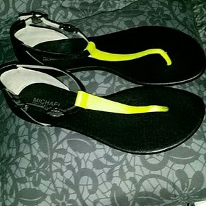 Michael kors neon and black sandals