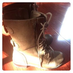 Mid calf light brownish grey combat boots!