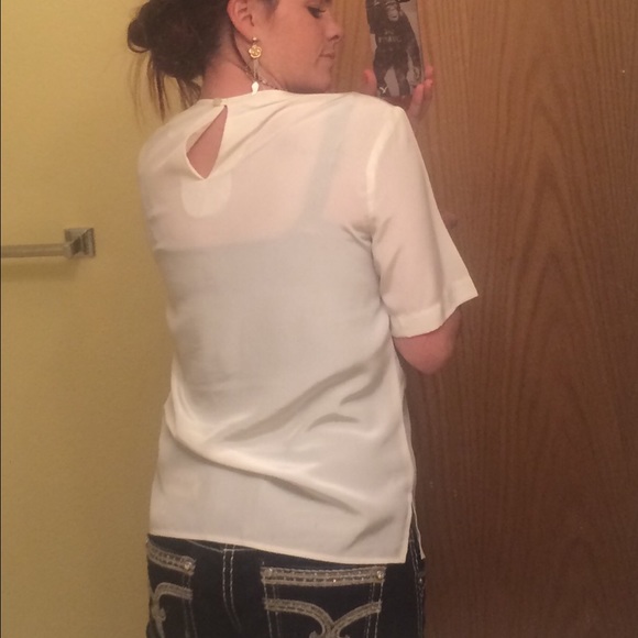 Silky off white top