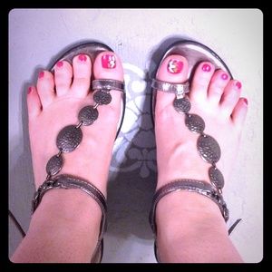 Silver sandals with wedge