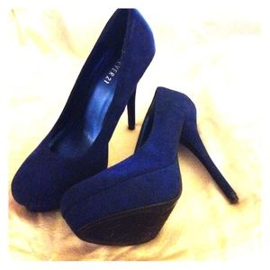 Forever21 Cobalt Blue Faux Suede Platform Heel