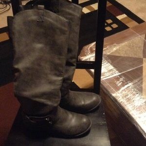Charcoal Gray Extended Calf Boots