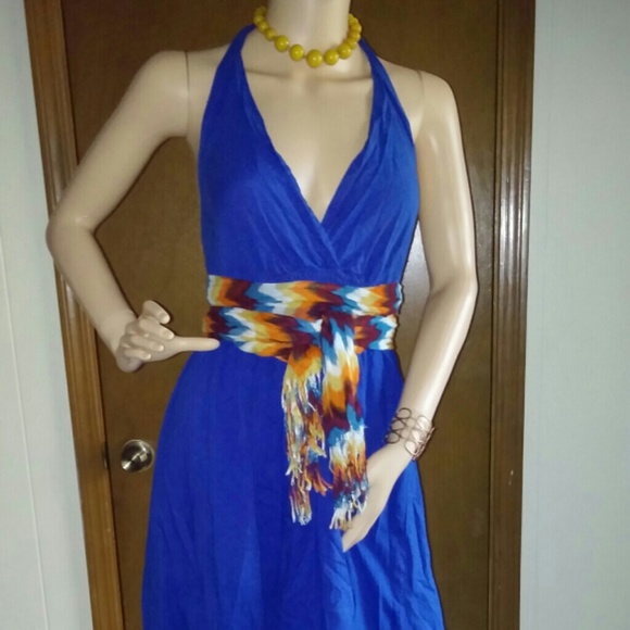 Royal blue halter dress