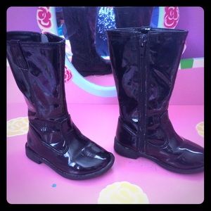 Toddler size 6 black patent leather tall boots
