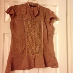 Cranberry like cotton lace blouse. XL.