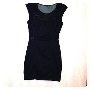 Black mesh panel mini dress