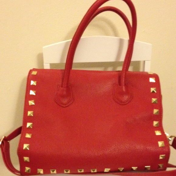 Neiman Marcus red studd handbag