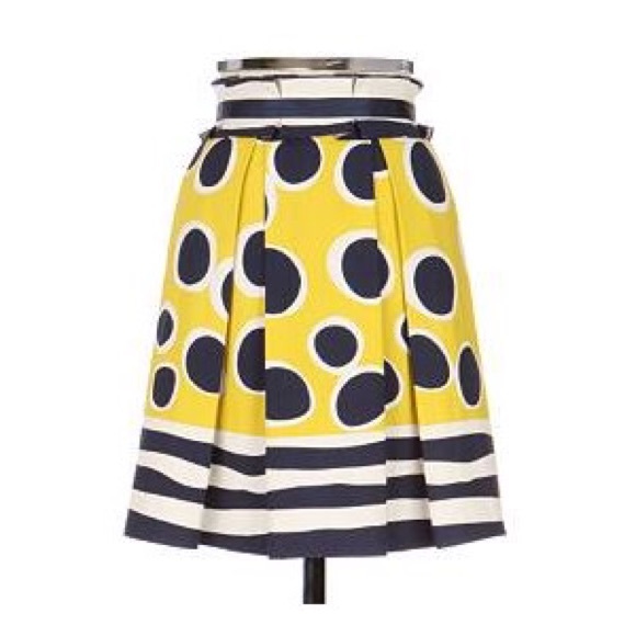 Anthropologie Navy and Yellow Polkadot skirt