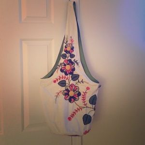 White handmade cotton purse.