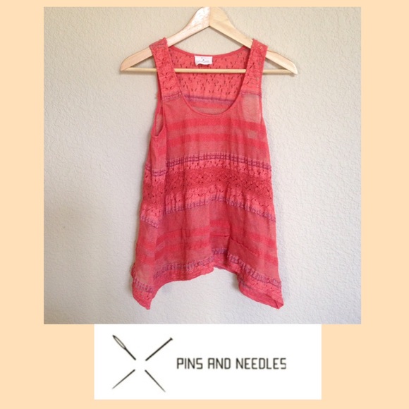 🚫SOLD🚫Pins and Needles Lace Mesh Trapeze Tank