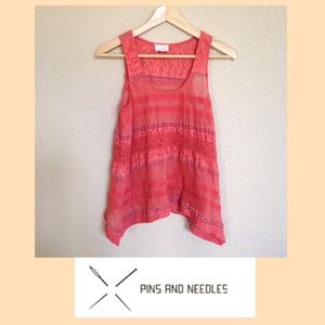 🚫SOLD🚫Pins and Needles Lace Mesh Trapeze Tank