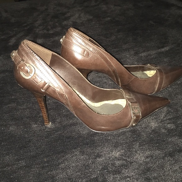 Guess brown leather heels