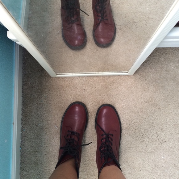 Maroon Doc marten look alikes