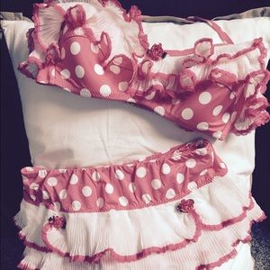 Betsey Johnson Pink/White polka dot two piece