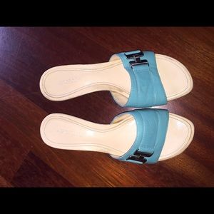 Aerosoles shoes / sandals. Teal w/ silver buckle.
