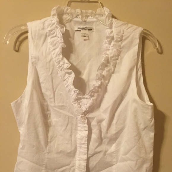 Cool white cotton ruffle top