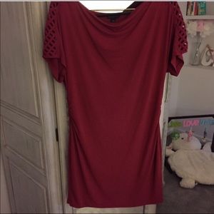 Banana Republic Red dress w lattice cutout sleeves
