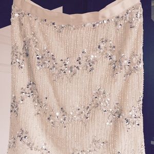 H&M Champagne Chiffon Skirt with Silver Sequins