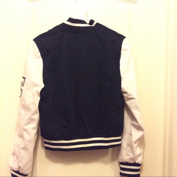 Boyfriend style leather varsity jacket - Picture 3 of 4