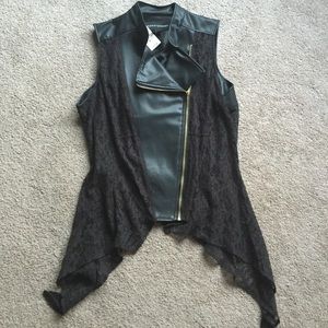 Pleather material lace vest