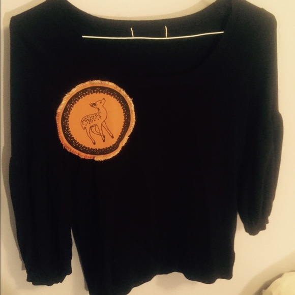 Michael kors black sweater top with deer patch