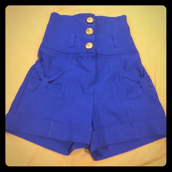 Royal blue high waist shorts - Picture 1 of 3