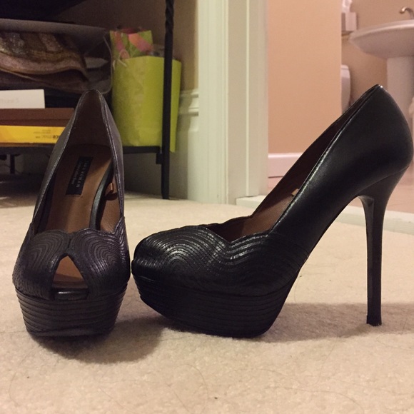 Zara leather platform peeptoe pumps- size 37