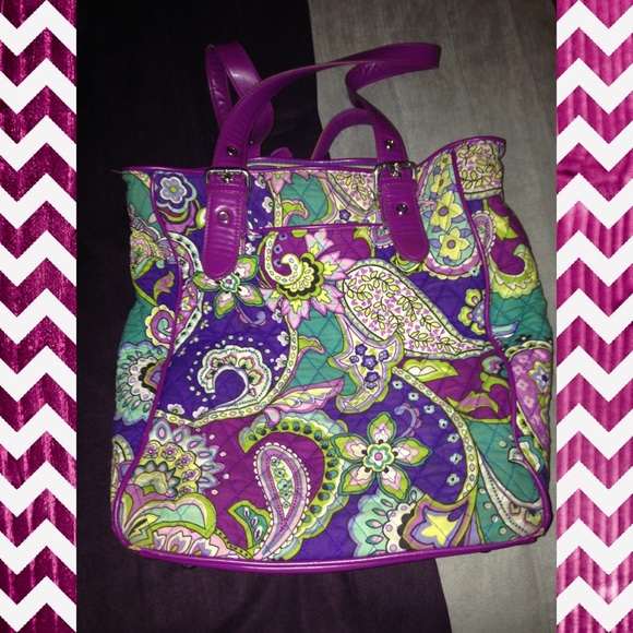 vera bradley tote with leather straps