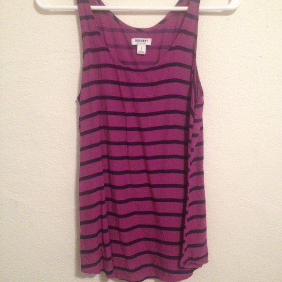 Purple & Black Striped Tank Top