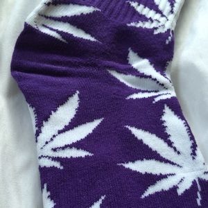 Purple & White HUF Socks - Weed Leaf Socks