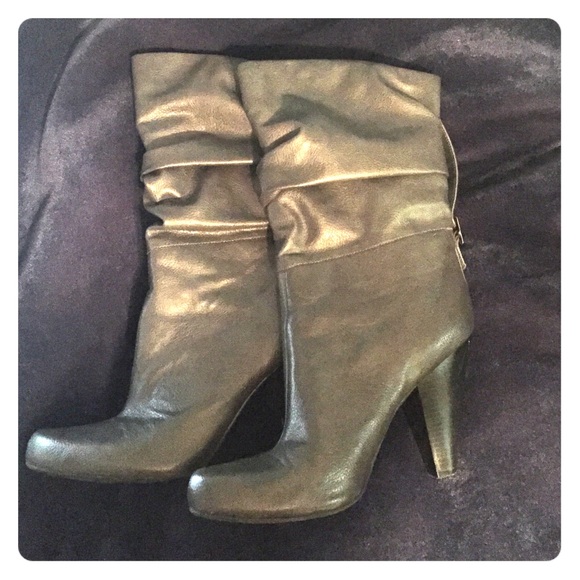 Gray Heeled Boots - Picture 1 of 4
