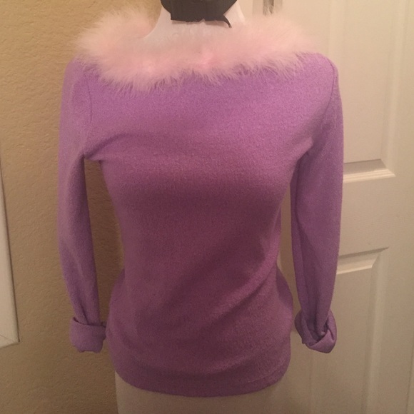 Vintage 90's Clueless feather trim top
