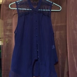 Blue chiffon top size small