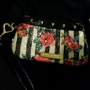 Betsey Johnson floral sequin wristlet