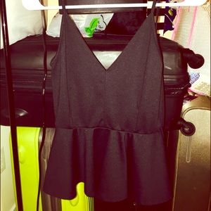 Foreign exchange black sleeveless peplum top