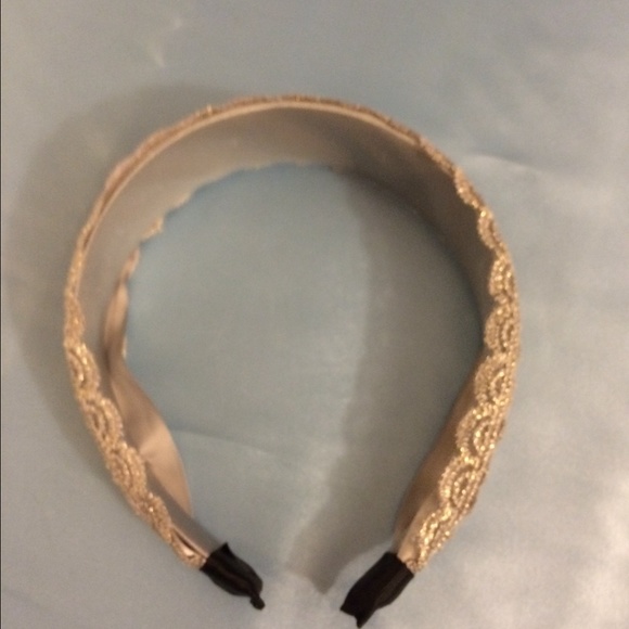 Gifted- Elegant Satin & Lace Jeweled Wide Headband - Picture 3 of 4