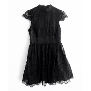 F21 mock neck black lace dress