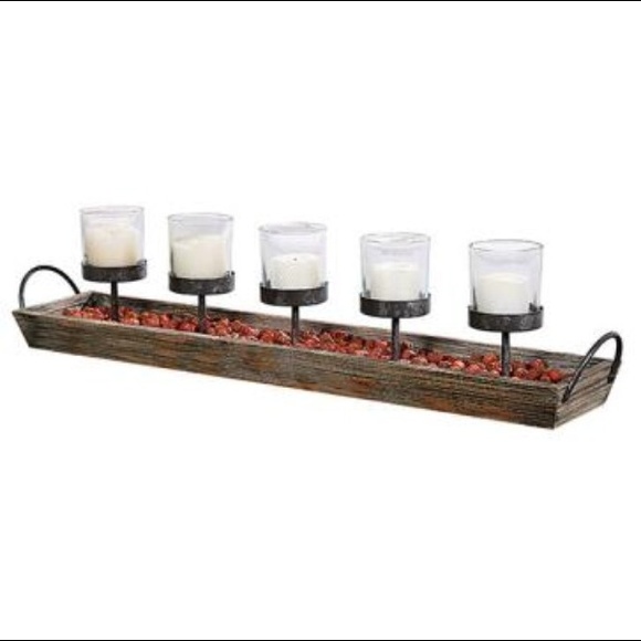 Long rustic candle holder