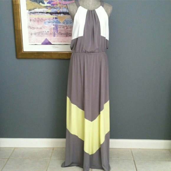 Grey white and yellow/lime maxi