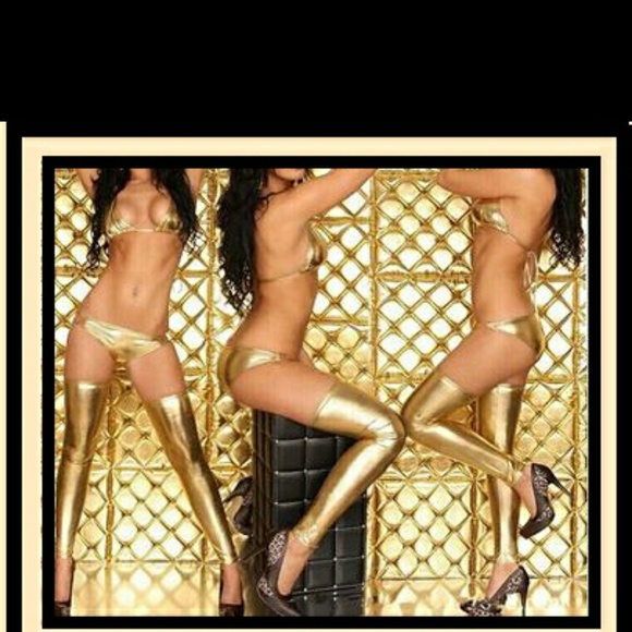 Metallic Gold 3pc Clubwear NWOT ($12 pp)