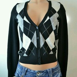 J CREW CASHMERE ARGYLE CARDIGAN SIZE SMALL