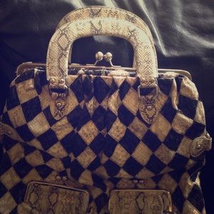 Black & White Snake Embossed Satchel