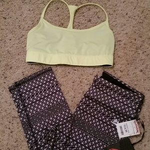 Yoga capris and sports bra