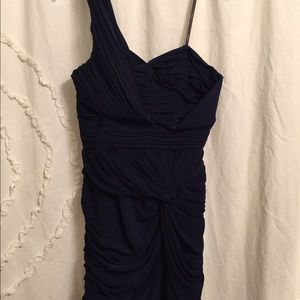Navy, one shouldered cocktail dress