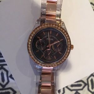 FOSSIL rose gold/ clear sides and diamond face