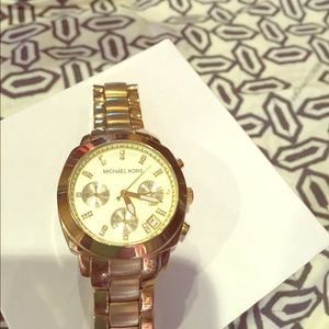 Michael Kors diamond face gold watch